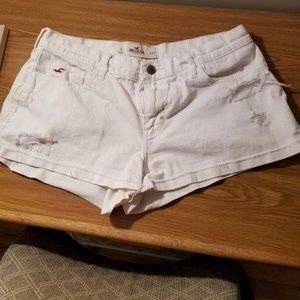 Hollister White Distressed Shorts Junior 5 W27